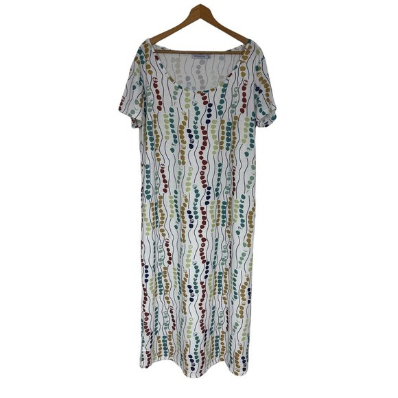 Size 2XL 16 18 PAINTED PRINT SCOOP NECK MAXI DRESS Summer Vacation PLUS SIZE - Picture 5 of 5